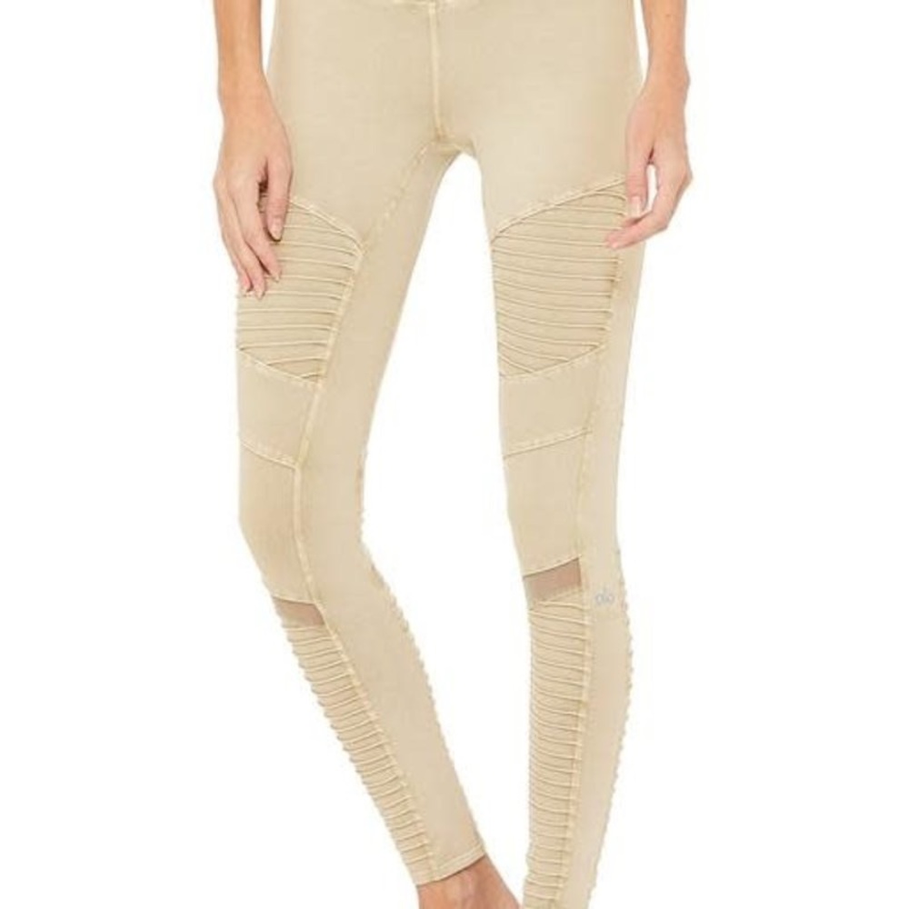 NWT alo hi-waist moto legging size M in sandstone